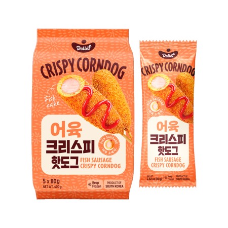 DELIEF Fish Sausage Crispy Corndog (F) 80g x 5p x 12 EU certified