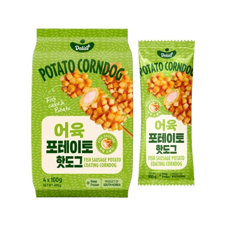 DELIEF Fish Sausage Potato Coating Corndog (F) 100g x 4p x 12 EU certified
