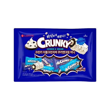 LOTTE CRUNKY DOUBLE CRUNCH BAR COOKIE & CREAM MINI 363g