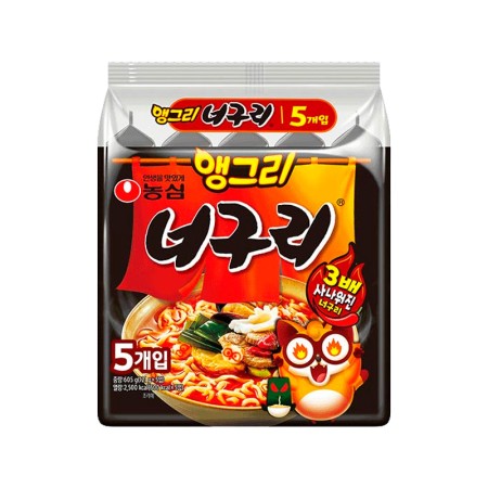 NONGSHIM ANGRY RACCOON RAMEN TRIPLE SPICY 121g*5